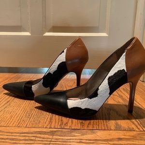 Sam Edelman Cow Print Pointed Toe Pumps